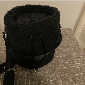 LuLulemon Black Faux Shearling Bucket Crossbody Bag